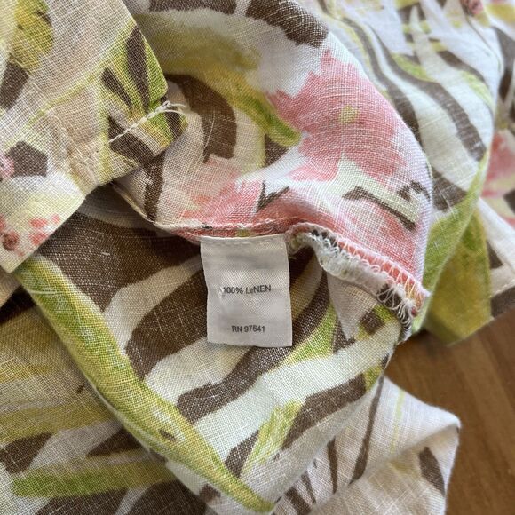 J. Jill Love Linen Shirt Blouse Button Down Size XL P Long Sleeve Floral Print - Picture 11 of 14
